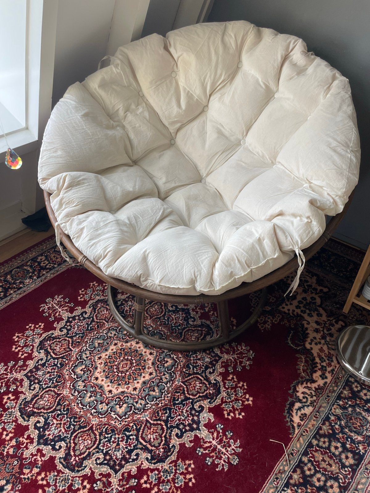 Papasan stoel met kussen, Ophalen, Gebruikt, Bruin, Riet of Rotan