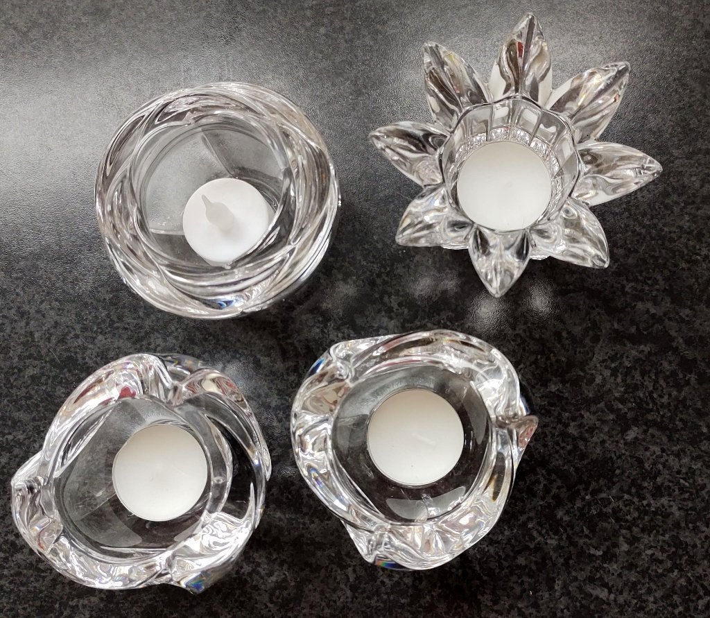 Theelichtjes  kristal, Waxinelichthouder, Ophalen of Verzenden, 8 cm, Overige merken