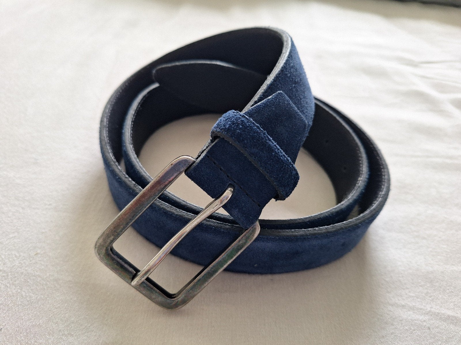 Cowboys Amsterdam blauw suède riem maat 95, Ophalen of Verzenden, Overige kleuren, Minder dan 95 cm