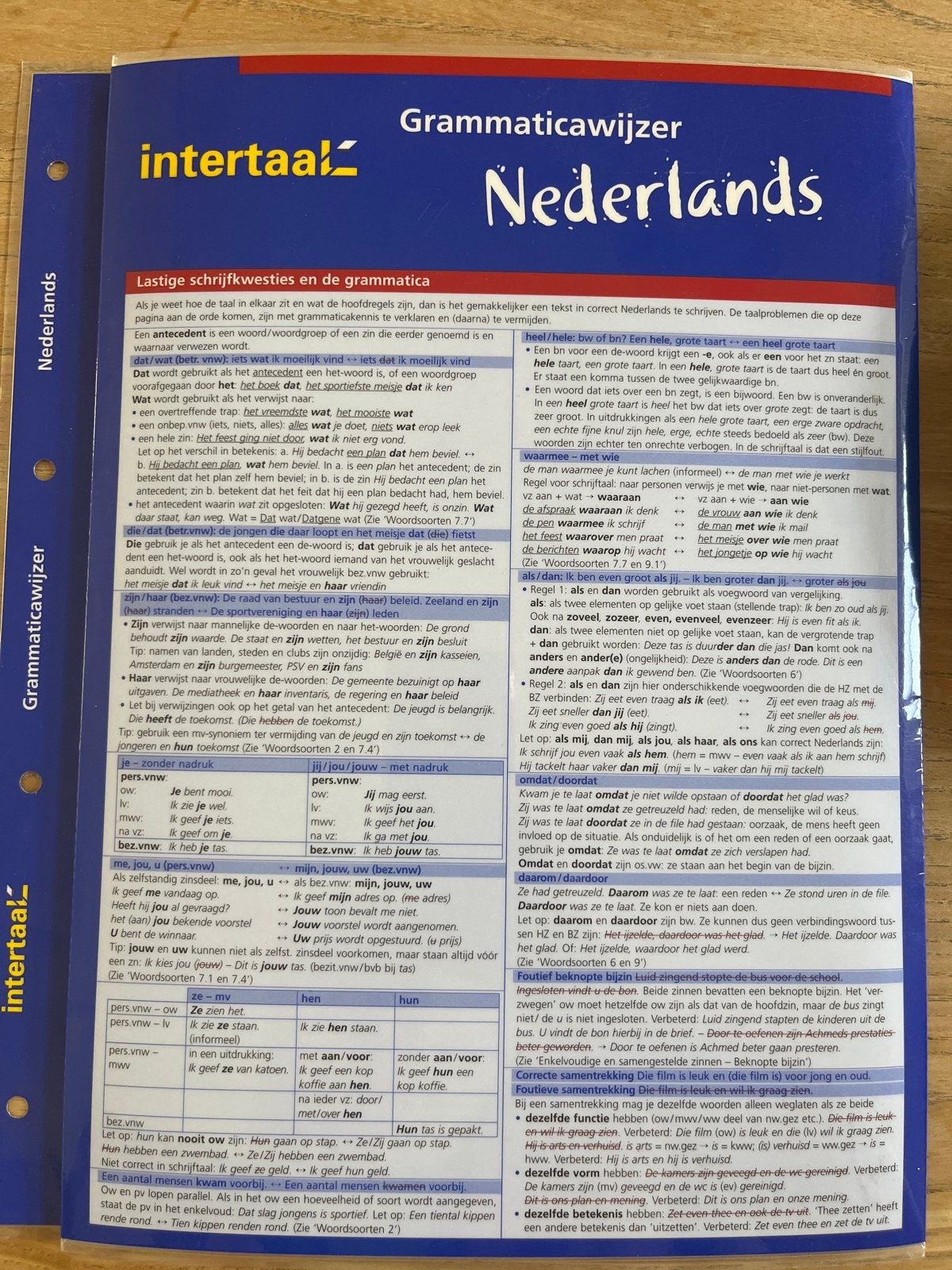 Uitklapkaart Grammaticawijzer Nederlands Intertaal, Ophalen of Verzenden, Alpha, Zo goed als nieuw, Overige niveaus