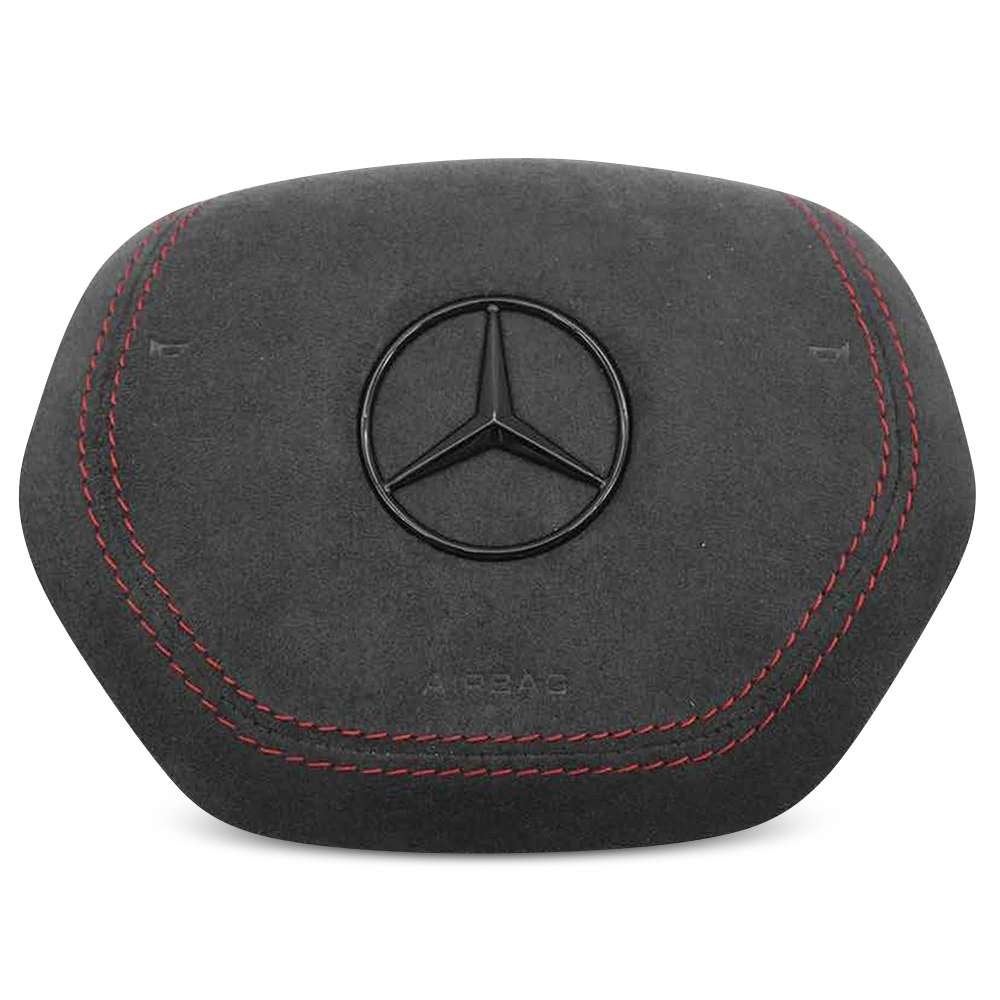 Mercedes airbag cover alcantara rode stiksels zwarte ster, Ophalen of Verzenden, RevParts, Info@revparts.nl, .