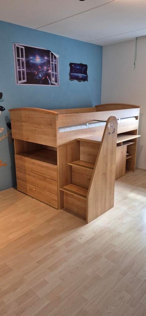 Stoere stevige half hoogslaper, Ophalen, Eenpersoons, Hoogslaper