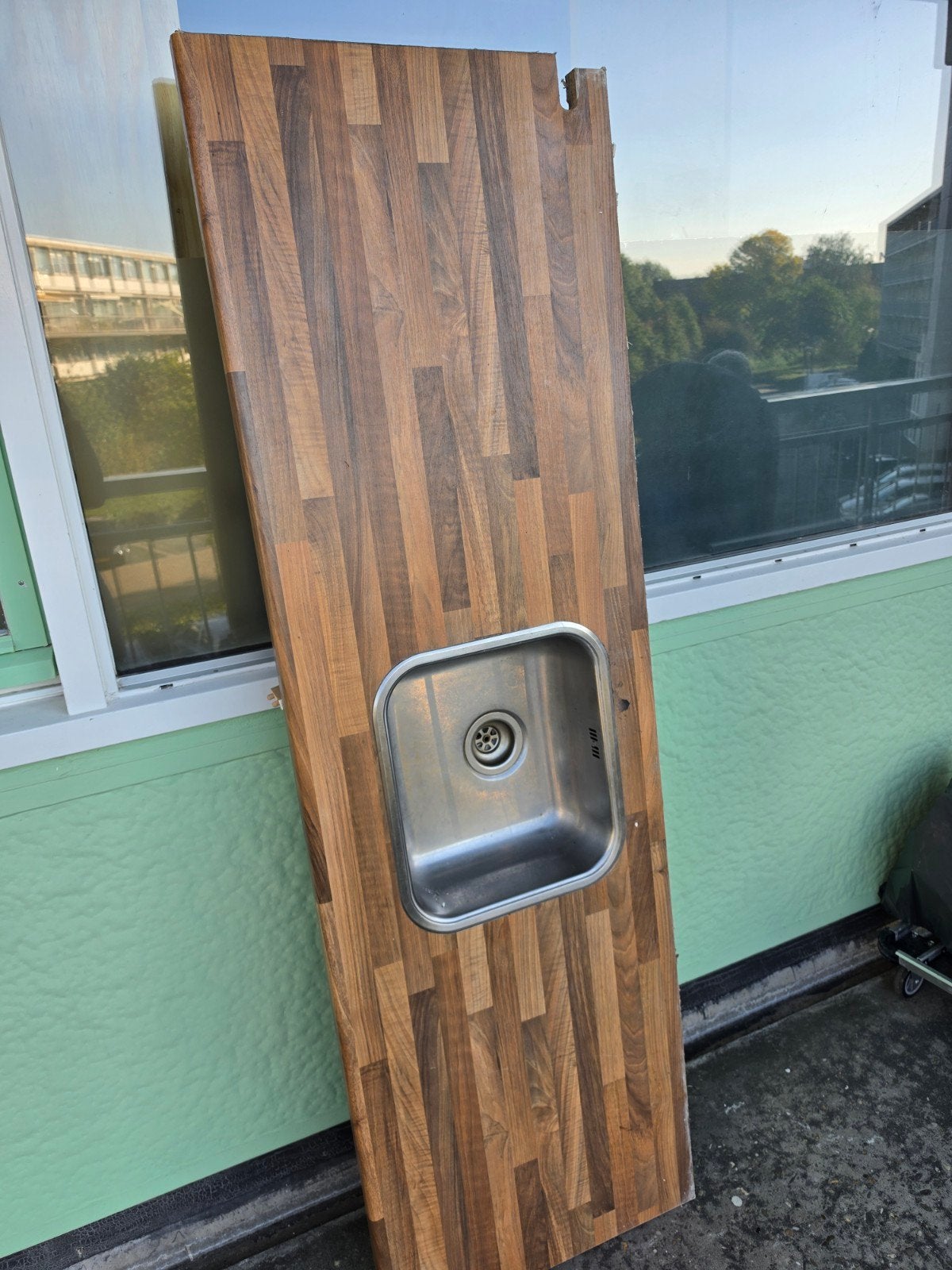 Houten keukenblad met spoelbak, Ophalen, Gebruikt, Bruin, Overige typen