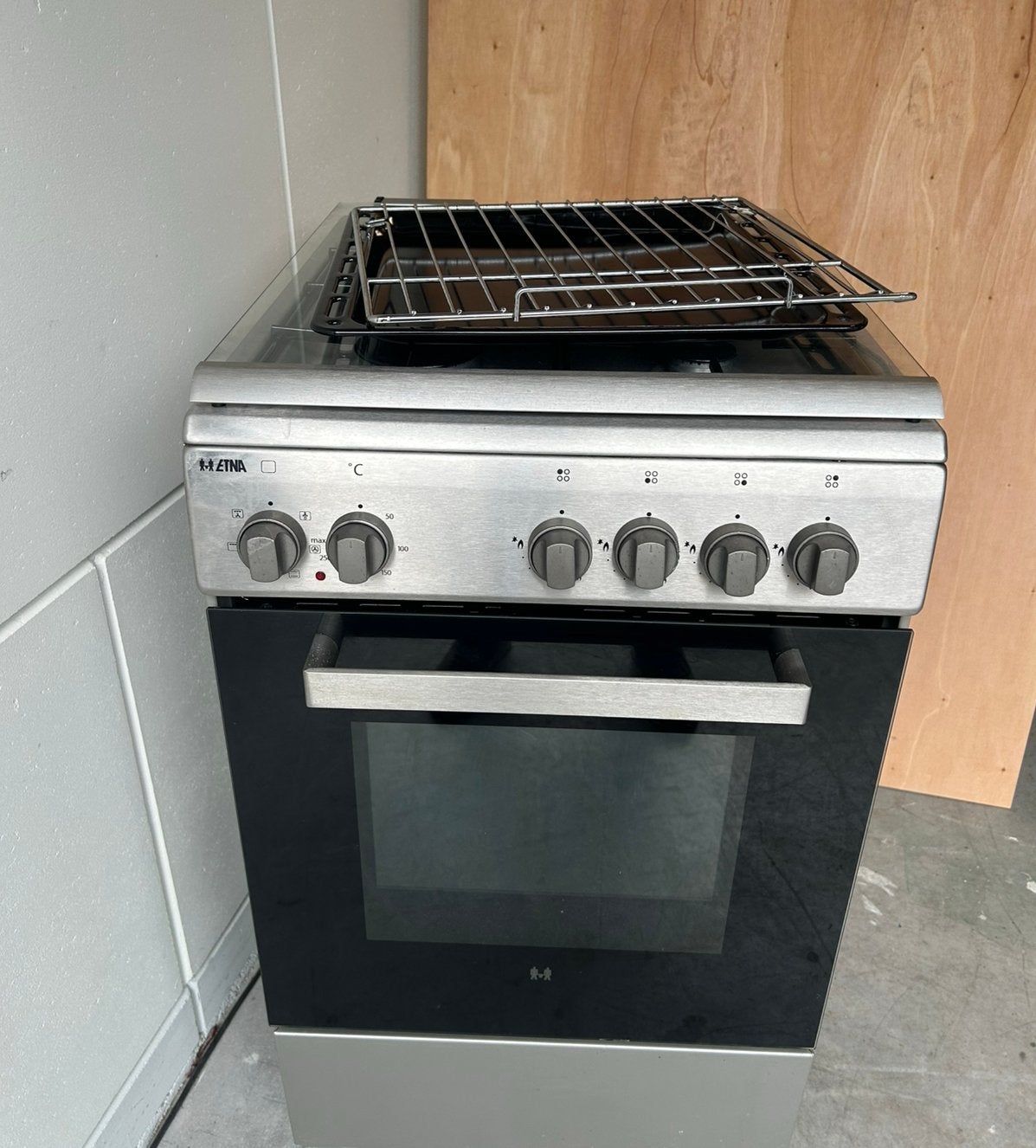 Etna rvs gasfornuis smal model 50cm, Grill, Zo goed als nieuw, Gas, Vrijstaand