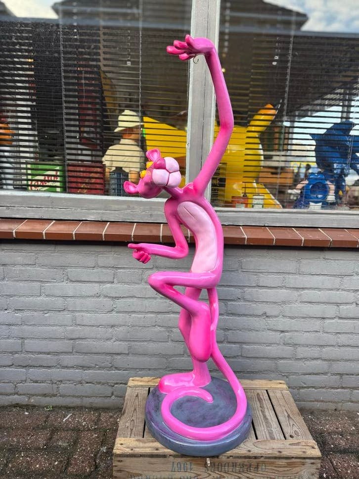 Roze Pink Panter Beeld -  Decoratie, Verzamelen, Beelden en Beeldjes, Ophalen, Gebruikt, Dier