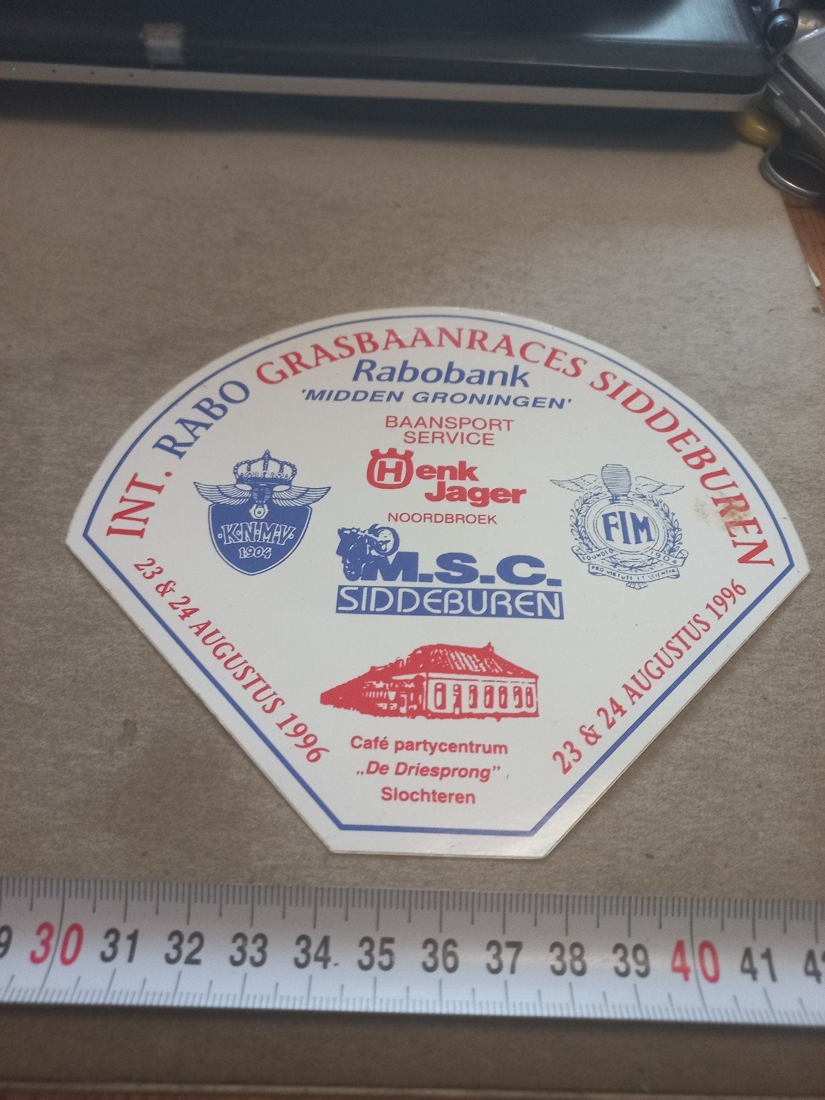 Grasbaanraces Sidddeburen 1996 Onderzetter/Bierfilt, Verzamelen, Stickers, Ophalen of Verzenden, Zo goed als nieuw