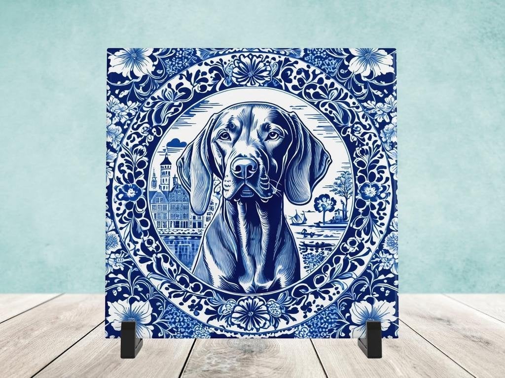 Vizsla Delfts Blauw tegel incl voet, Ophalen of Verzenden, Nieuw