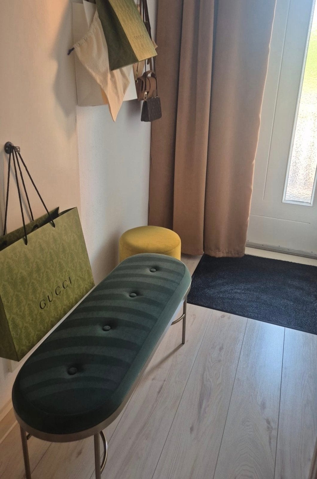 fluwelen bankje h&m home, Huis en Inrichting, Ophalen, Zo goed als nieuw, Rechthoekig, Minder dan 50 cm