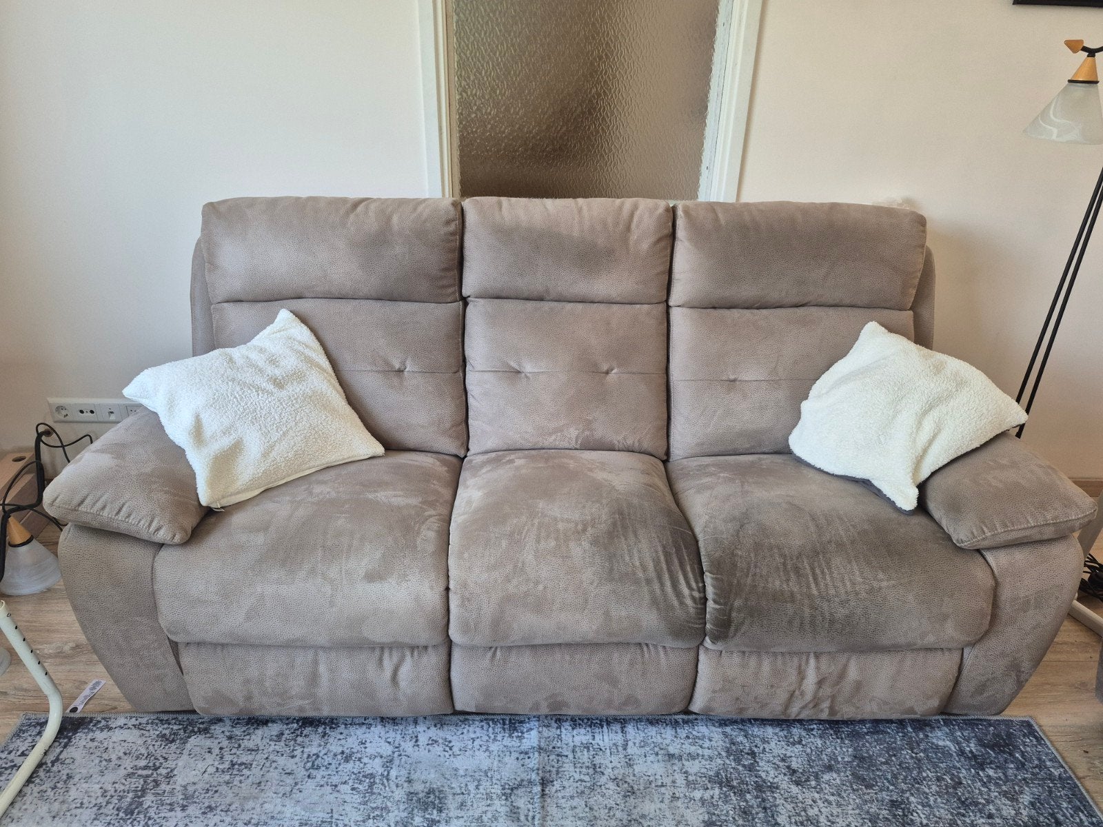 Comfortabele 3-zitsbank met relaxfunctie en 2-zits bank, Ophalen, Gebruikt, Driepersoons, 75 tot 100 cm