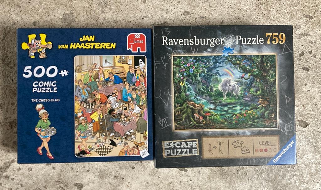 Jan van Haasteren en ravebsburger Escape puzzel, Hobby en Vrije tijd, Denksport en Puzzels, Ophalen of Verzenden, 500 t/m 1500 stukjes