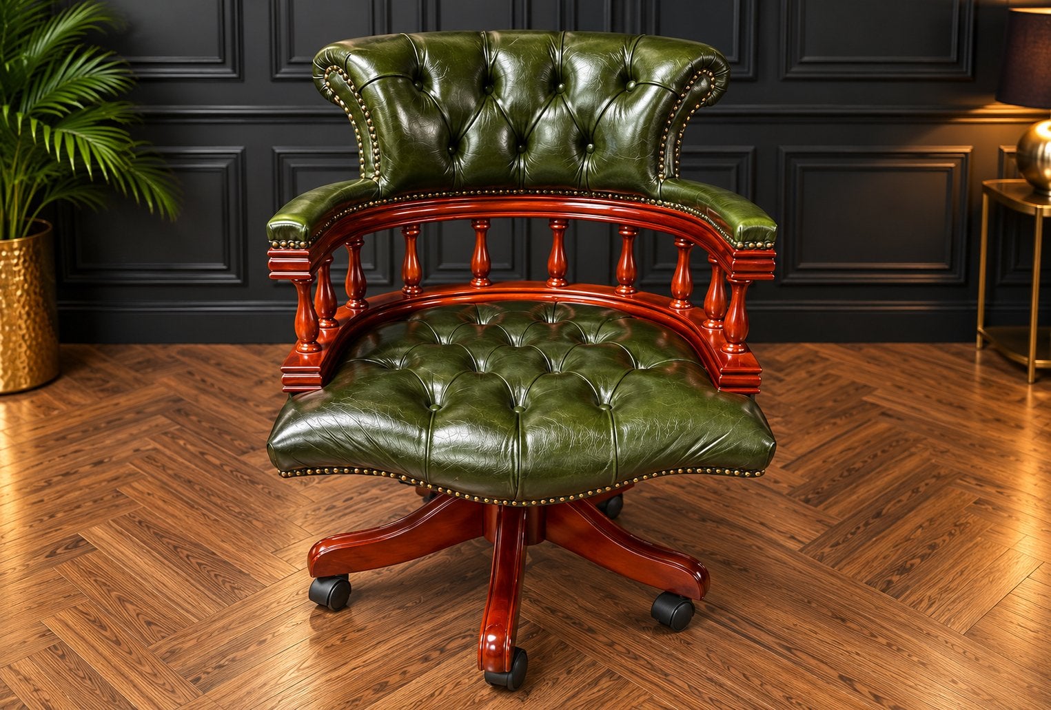 Orginele Chesterfield Lederen Captians Chair Bureau Stoel !!, Huis en Inrichting, Ophalen of Verzenden, Zo goed als nieuw