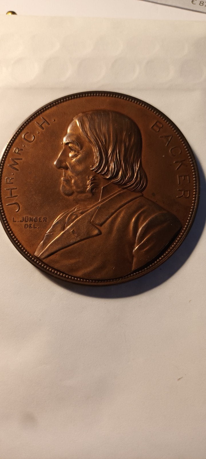 Historische Medaille Jhr. Mr. C.H. Backer 1892, Ophalen of Verzenden, Brons, Nederland
