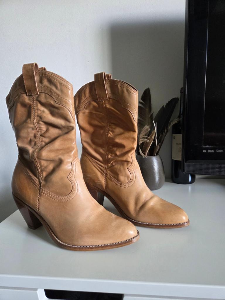 Camel Cowboy Boots Maat 39, Kleding | Dames, Schoenen, Gedragen, Hoge laarzen, Bruin, Ophalen of Verzenden