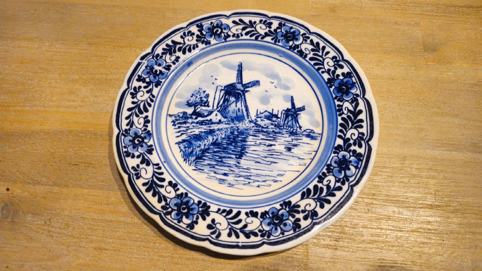 Delfts blauw wandbord met molens - Elesva Holland, Ophalen of Verzenden