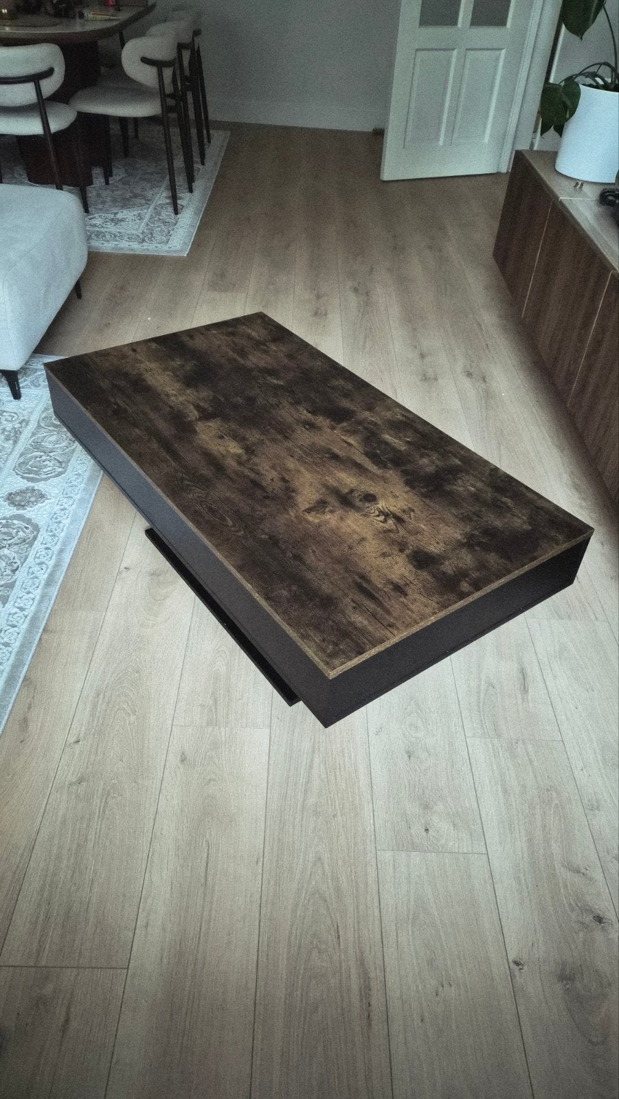 Salontafel met uitschuifbaar blad en opbergruimte, 100 tot 150 cm, Modern, Industrieel, 50 tot 100 cm, Zo goed als nieuw