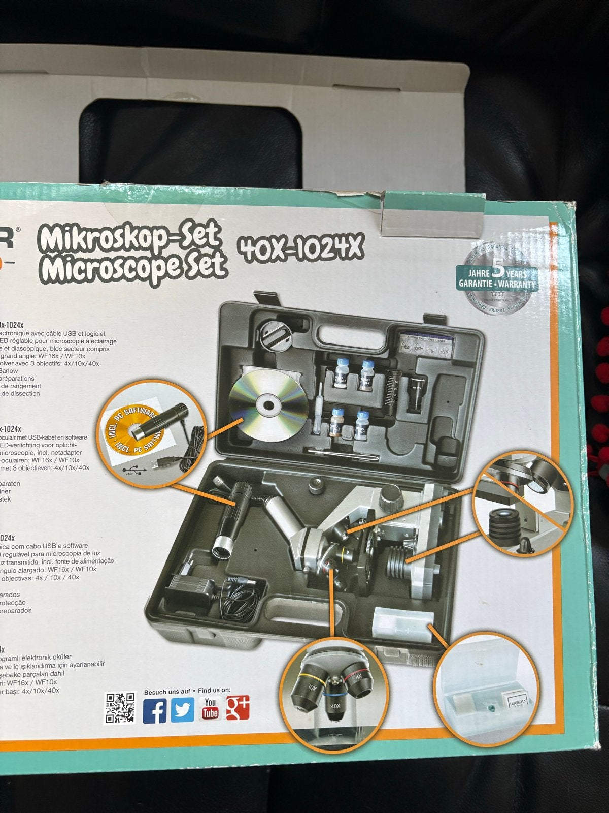 Bresser Junior Microscoop-Set 40x-1024x met USB-camera, Verzenden, Zo goed als nieuw, 1000x of meer, Biologische microscoop