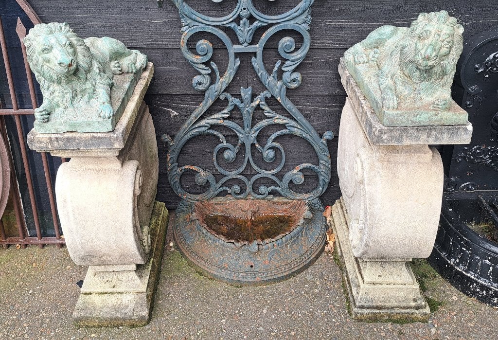Een mooi stel echte bronzen leeuwen beelden 50 x 20 x 25 cm, Ophalen of Verzenden