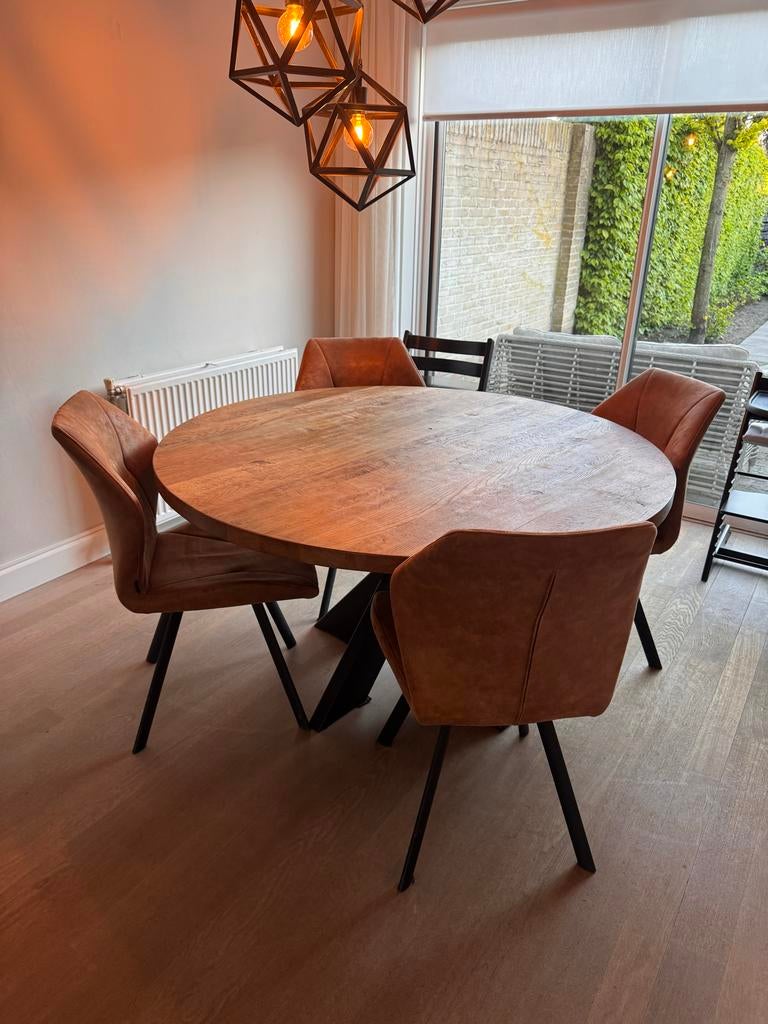 6 cognac kleurige stoelen, Ophalen, Overige materialen, Gebruikt, 100 tot 150 cm