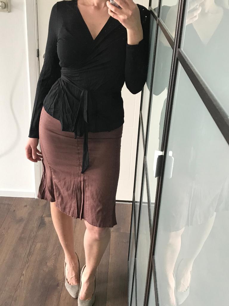 SASCH taupe linnen linen klokkende rok wijde rok maat 38, Kleding | Dames, Rokken, Maat 38/40 (M), Sasch, Bruin, Nieuw