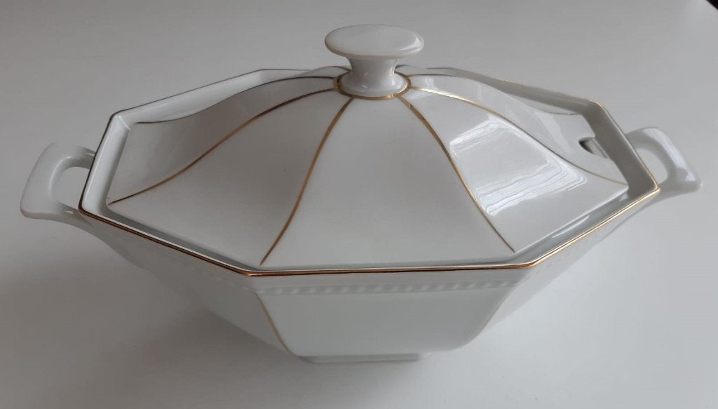 Schirding Bavaria servies (wit, gouden randjes): 1 terrine, Antiek en Kunst, Ophalen of Verzenden