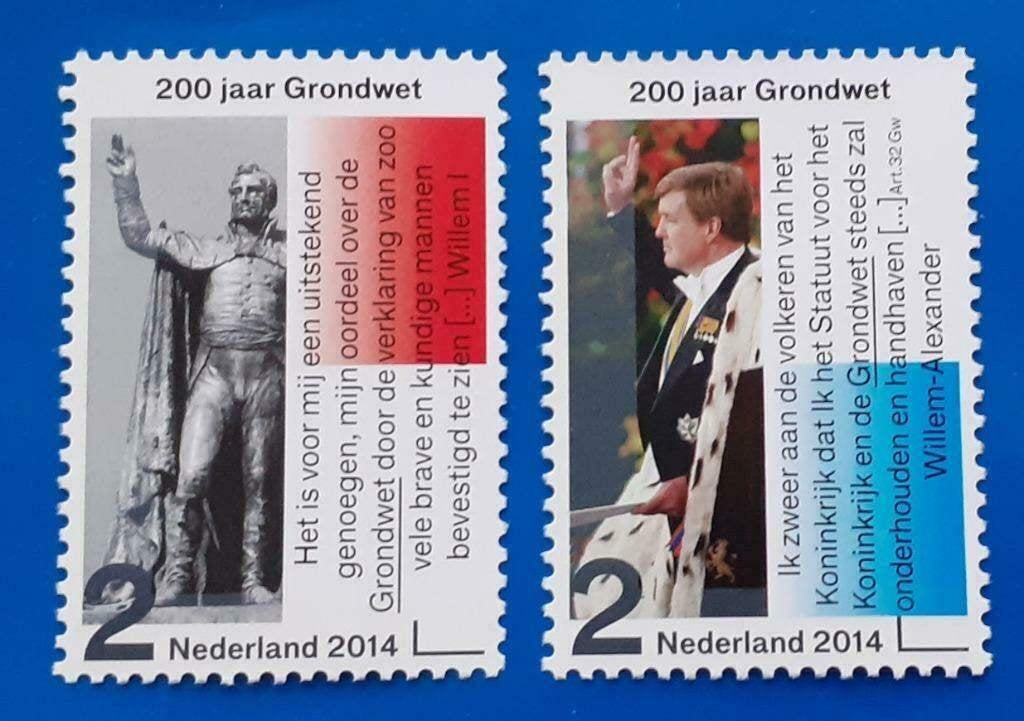 NVPH 3171-72 200 jaar Koninkrijk Grondwet - 2014, Postzegels en Munten, Postzegels | Nederland, Verzenden, Na 1940, Postfris