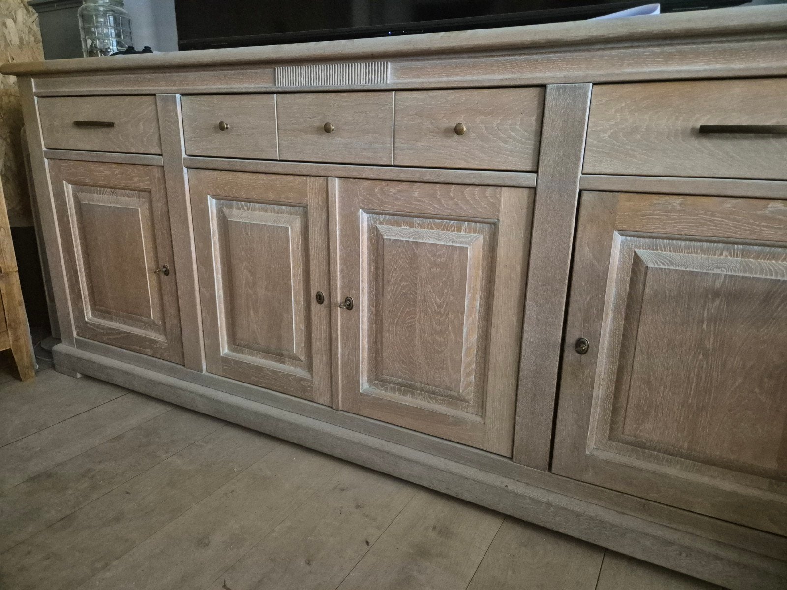 Eikenhouten dressoir met lades en deuren, Ophalen, Gebruikt, Met lade(s), 150 tot 200 cm