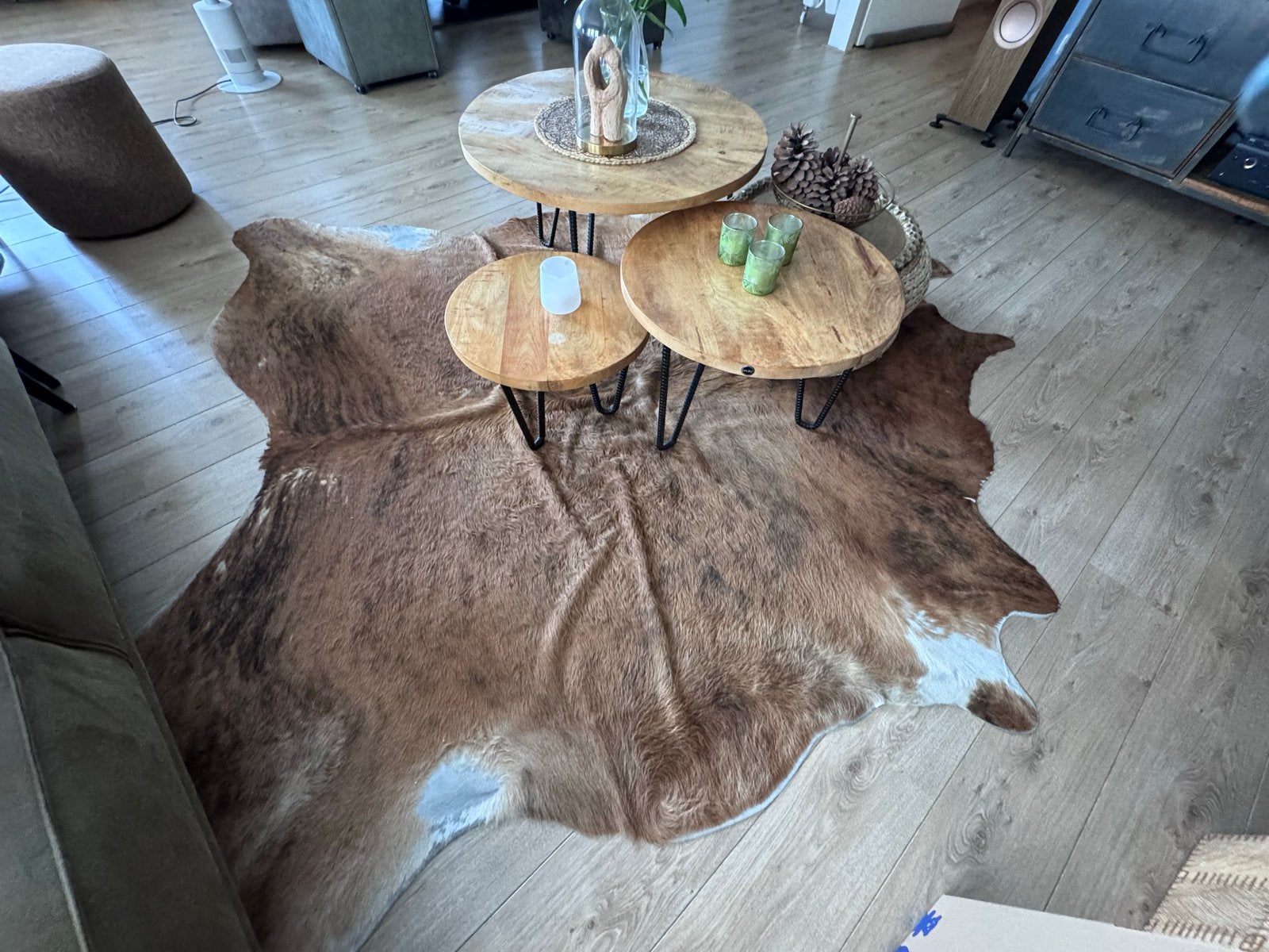 IKEA KOLDby koeienhuid vloerkleed, Gebruikt, Bruin, 150 tot 200 cm, 200 cm of meer