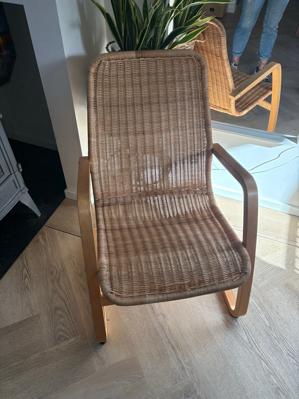 IKEA Olang stoel - Rotan en Hout, Ophalen, Gebruikt, Bruin, Eén