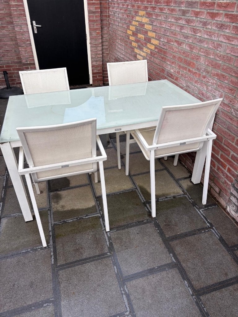Tuinset, Tuin en Terras, Ophalen, 4 zitplaatsen, Gebruikt, Aluminium