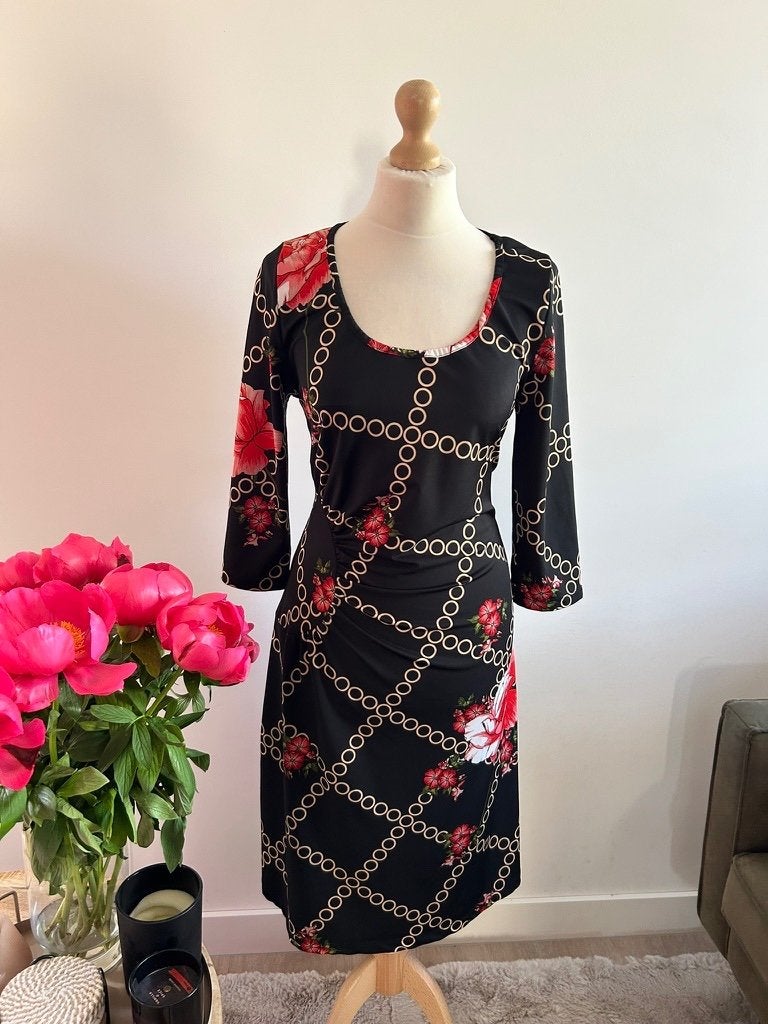 King Louie maat L prachtige retro rozen jurk 3251, Kleding | Dames, Maat 42/44 (L), Ophalen of Verzenden, Zo goed als nieuw, Knielengte