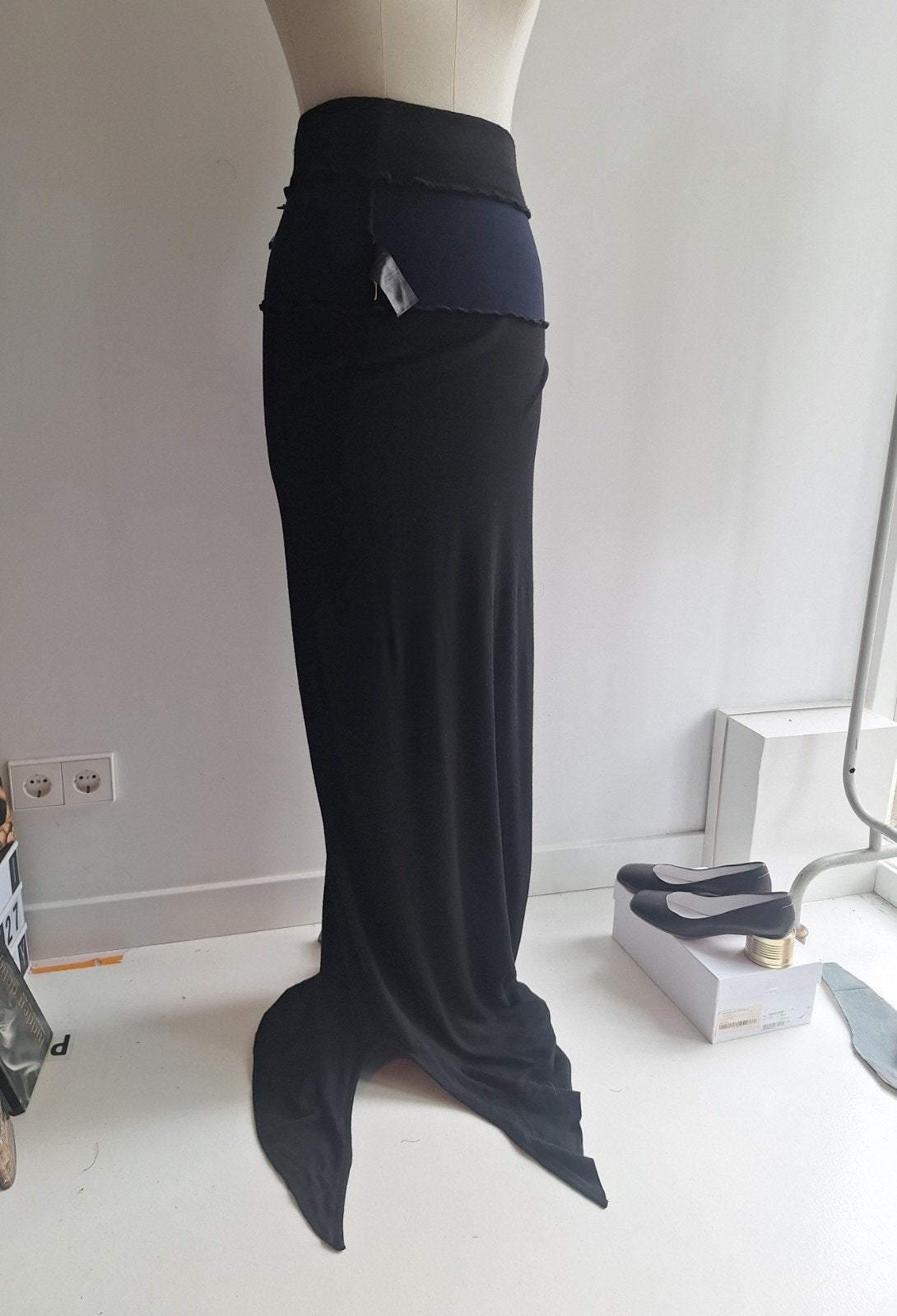 Yohji Yamamoto lange navy rok vintage / strapless minijurk, Maat 38/40 (M), Ophalen of Verzenden, Zo goed als nieuw, Onder de knie