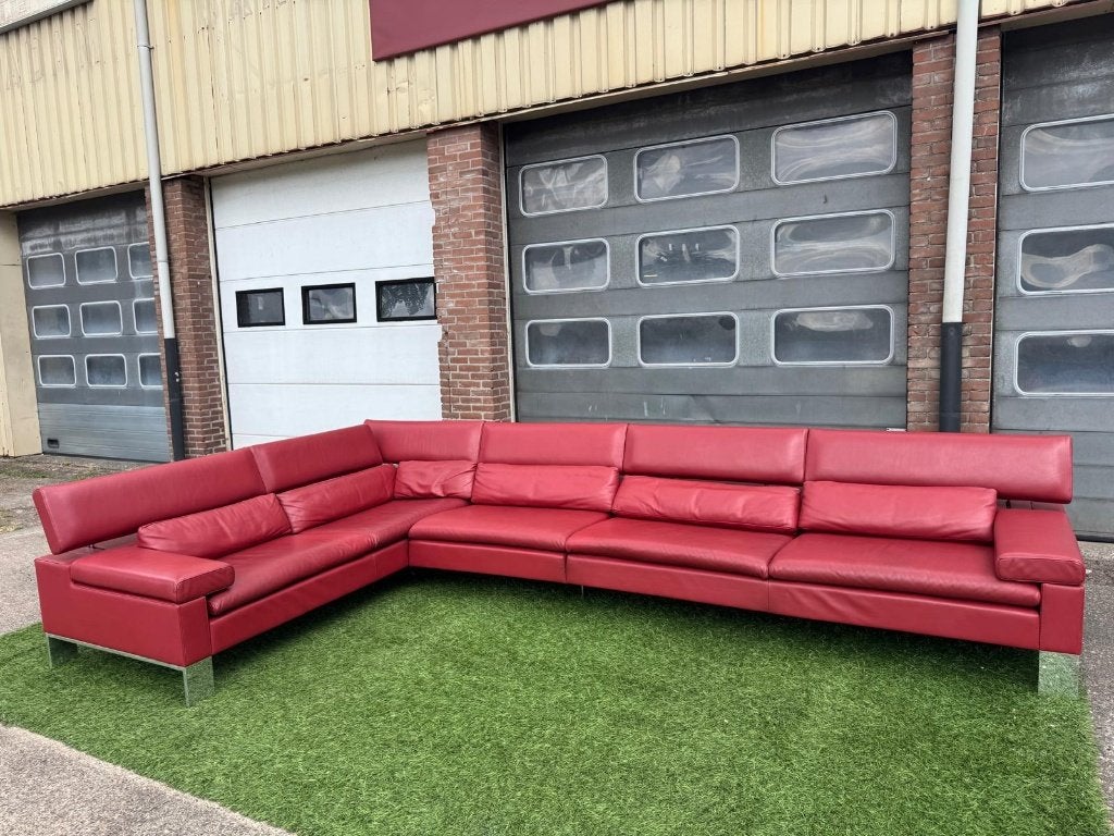 Hoekbank JORI Shiva rood leer relax bankstel design JR3960, 250 tot 300 cm, Jori, Hout, Geen