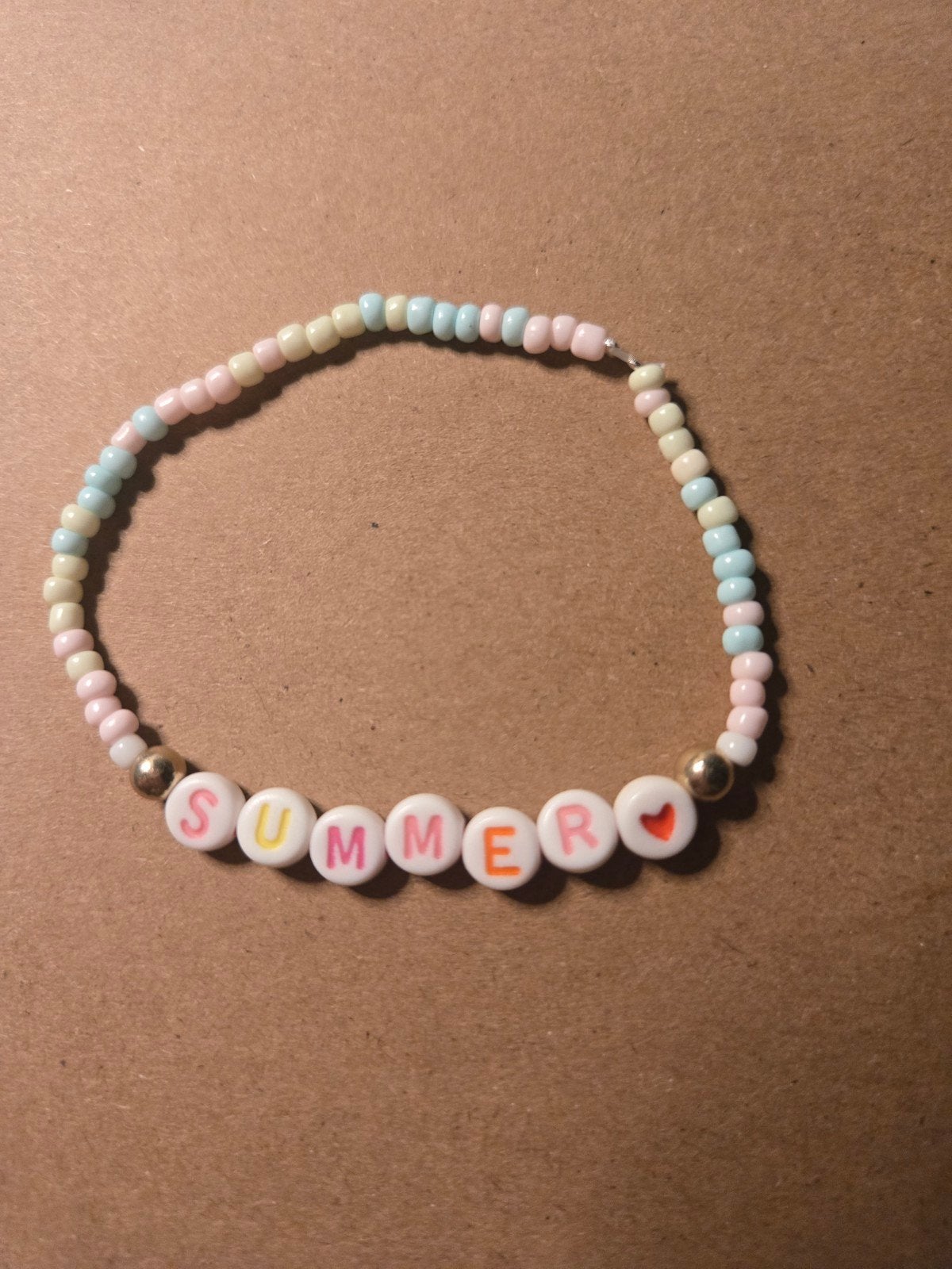 Zomerarmbandje handgemaakt (pastel kleuren:roze/groen/blauw), Verzenden, Nieuw, Blauw, Armband