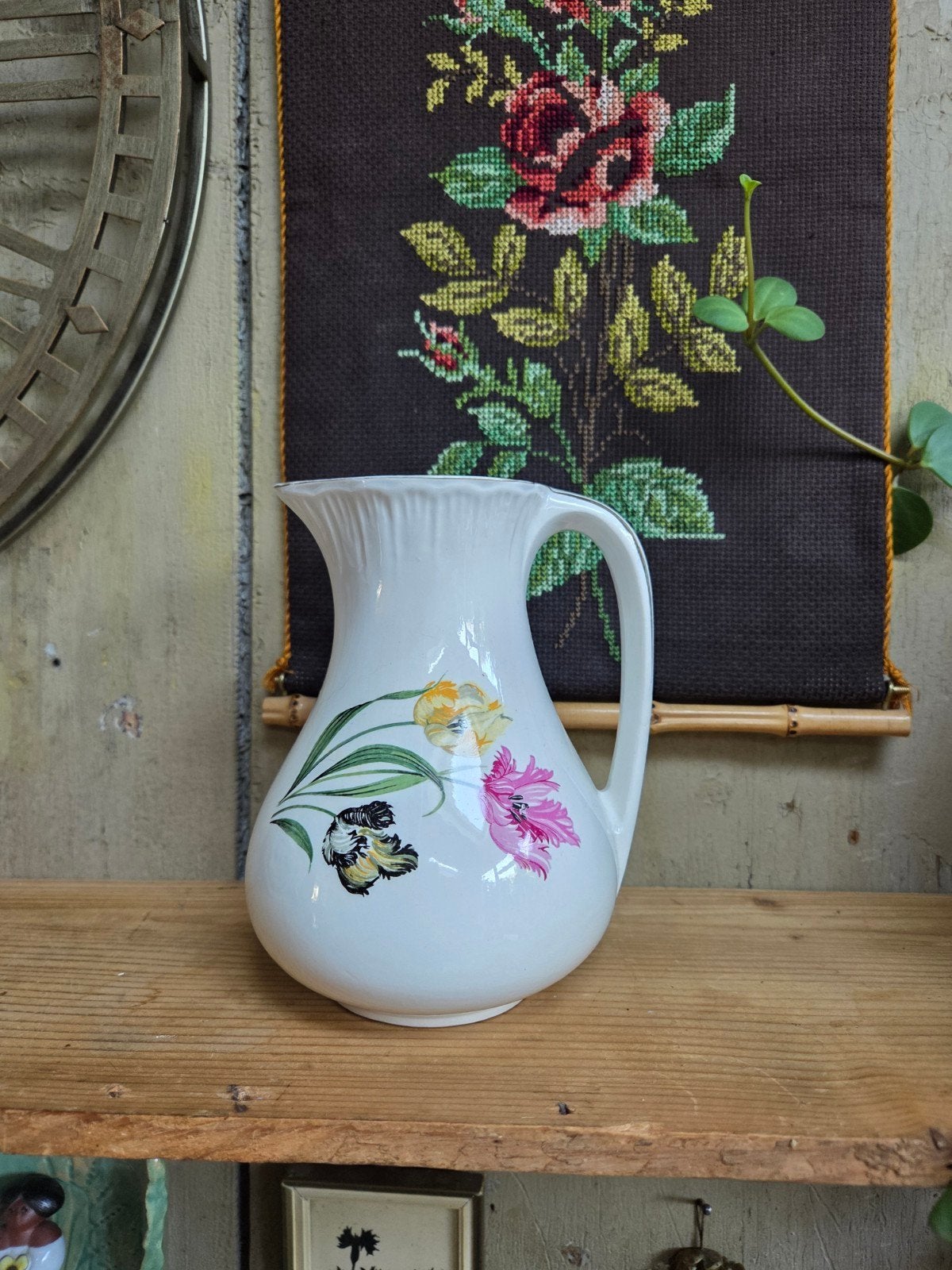 Antieke Digoin Sarreguemines Tulipes kan, Ophalen of Verzenden