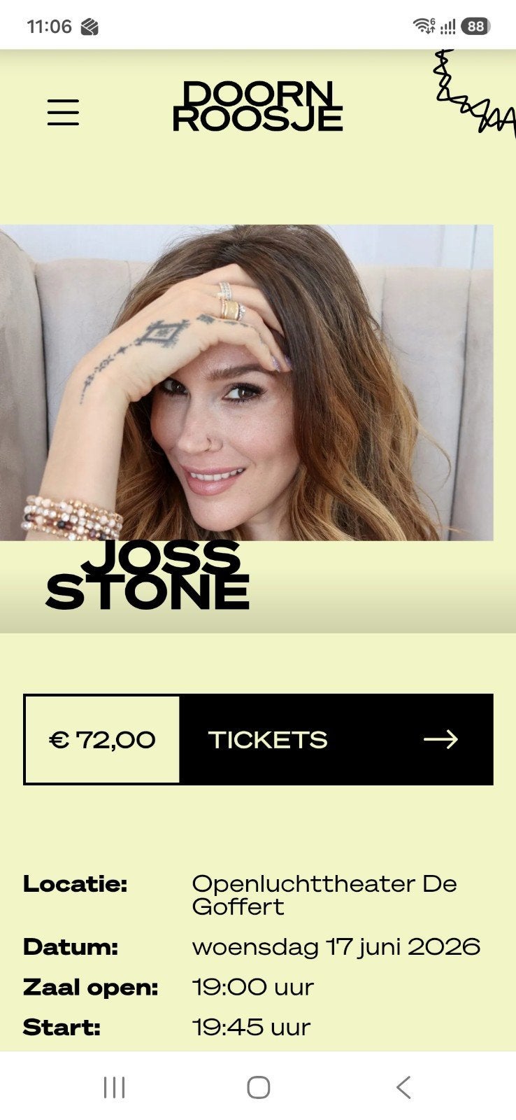 Concert kaartjes Joss Stone 17 juni Goffert Nijmegen, Tickets en Kaartjes, Twee personen, Juni