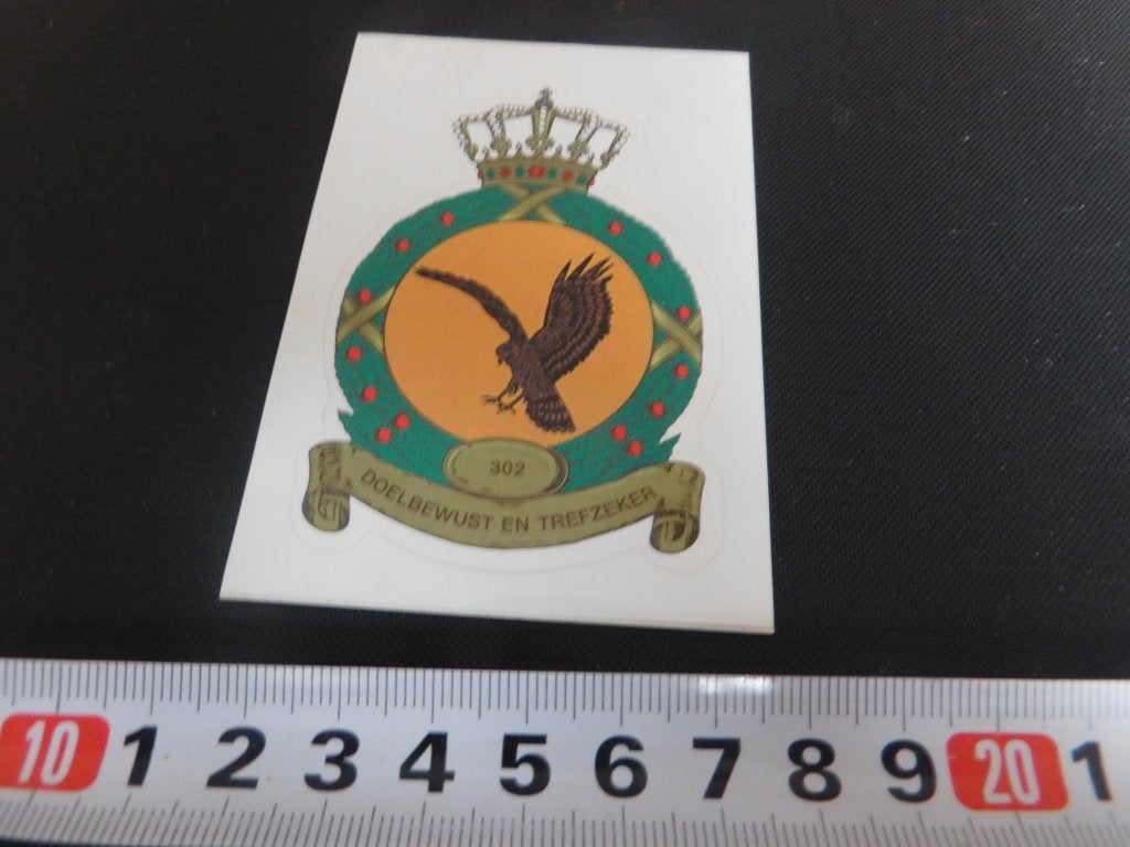 sticker leger luchtmacht embleem 302 doelbewust en trefzeker, Ophalen of Verzenden, Zo goed als nieuw