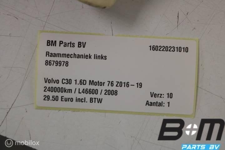Raammechaniek links Volvo C30 8679978, Gebruikt