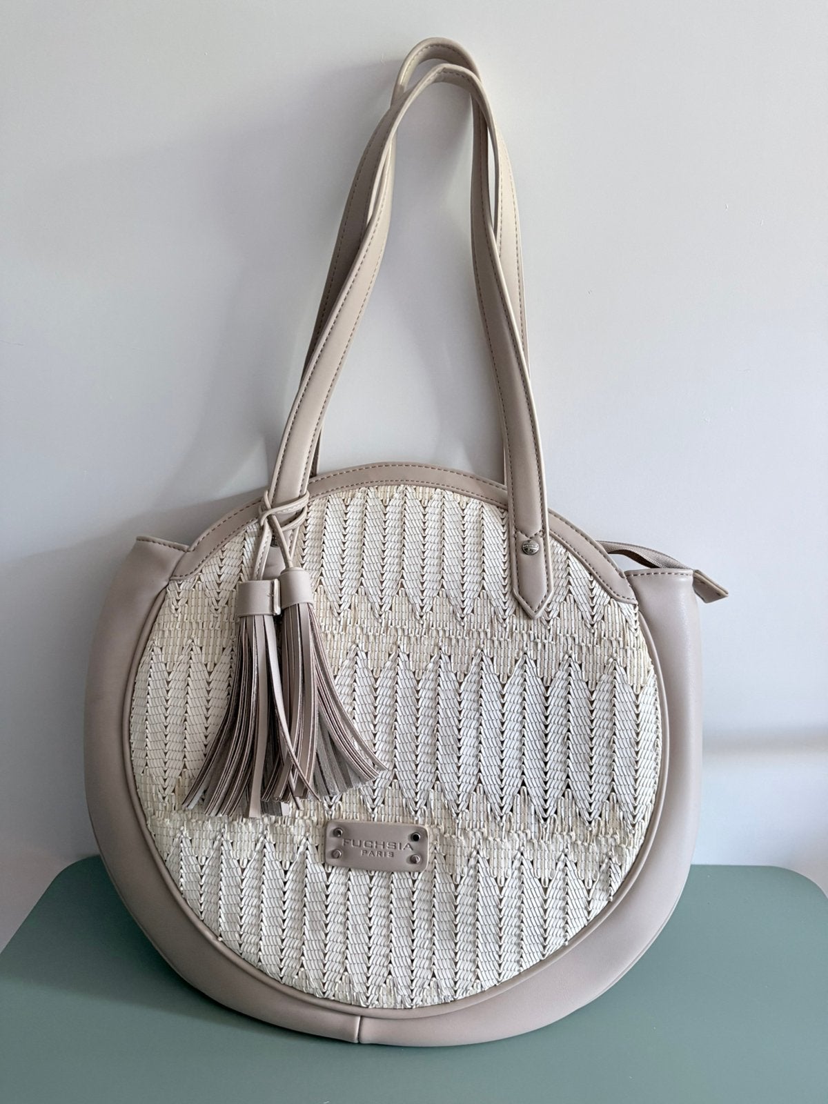 Handtas merk Fuchsia Paris licht beige nieuw, Ophalen of Verzenden, Nieuw, Beige, Handtas