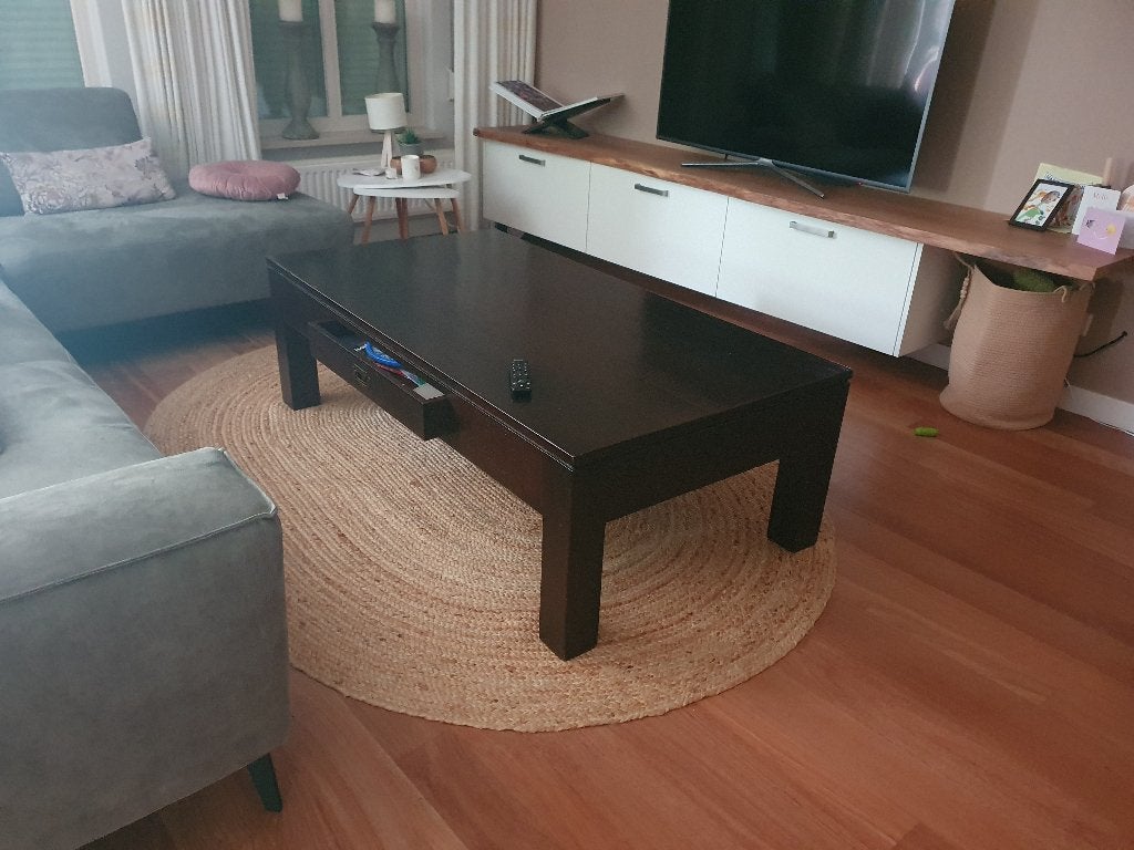 Salontafel 150 cm (l), 47 cm (h), 80 cm (b), Ophalen, Gebruikt, 100 tot 150 cm, Eikenhout