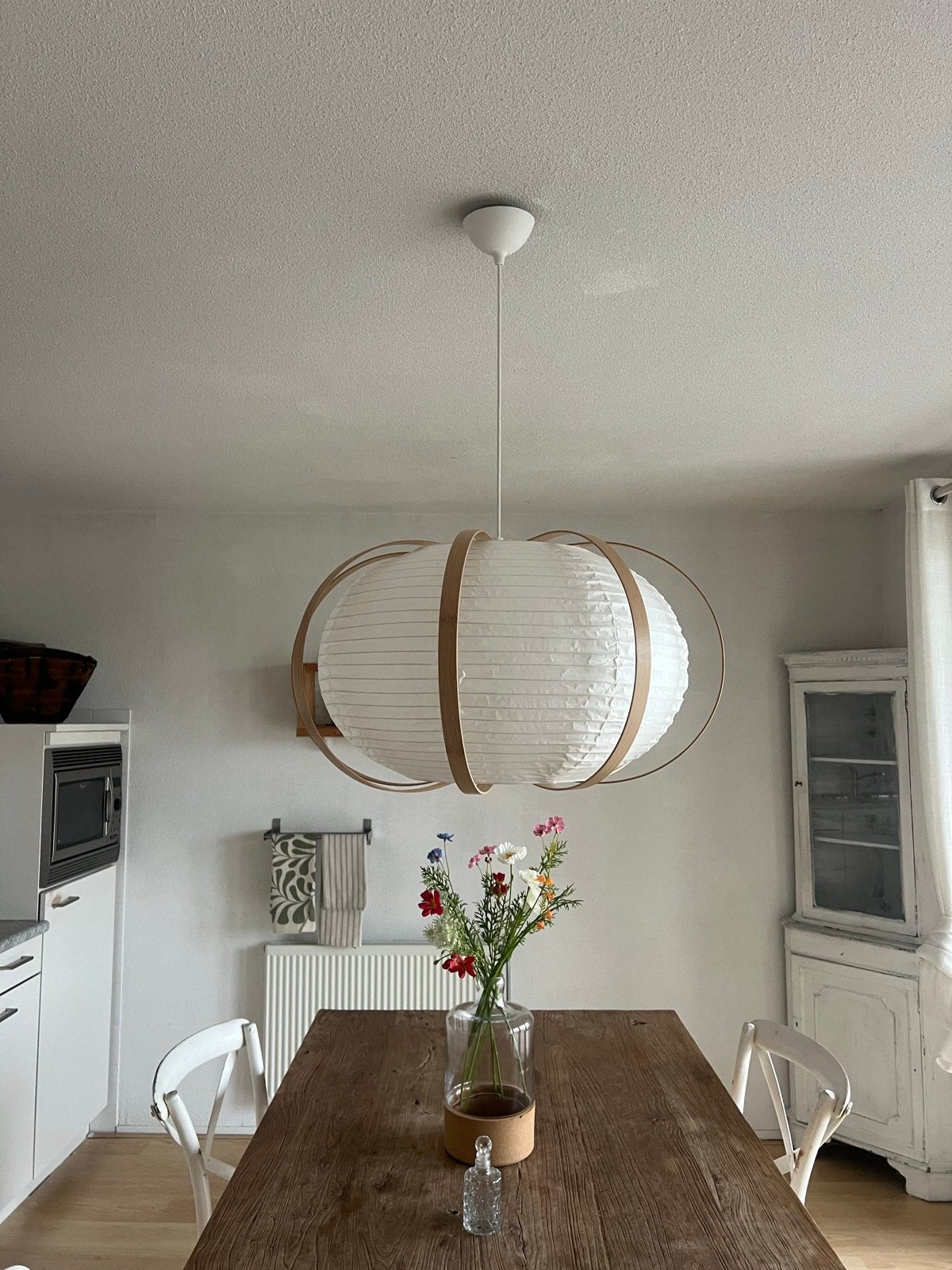 IKEA TAGGTOFS / HAVSDJUP Hanglamp, Huis en Inrichting, Lampen | Hanglampen, Ophalen, Zo goed als nieuw, Natuurlijk materiaal, Overige fittingen