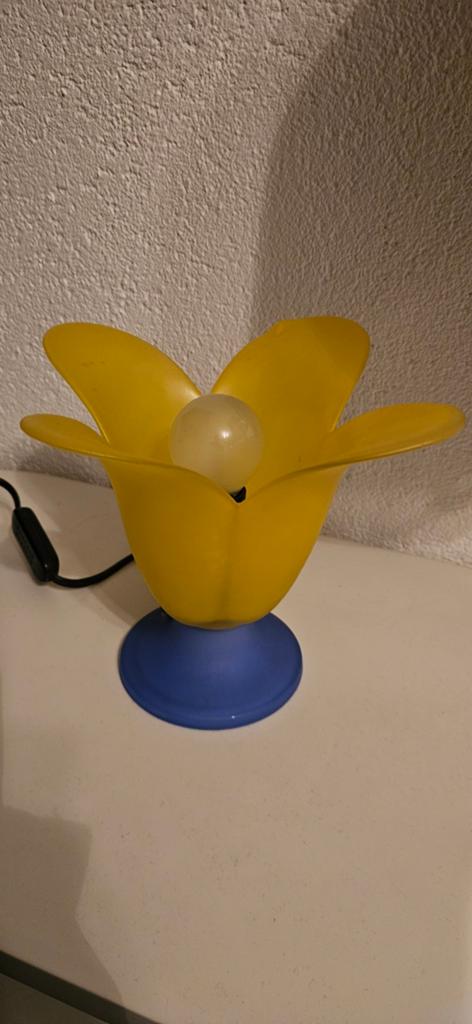 Vandeheg Glazen Tafellamp - Geel Bloem Design, Ophalen of Verzenden, Gebruikt, Glas