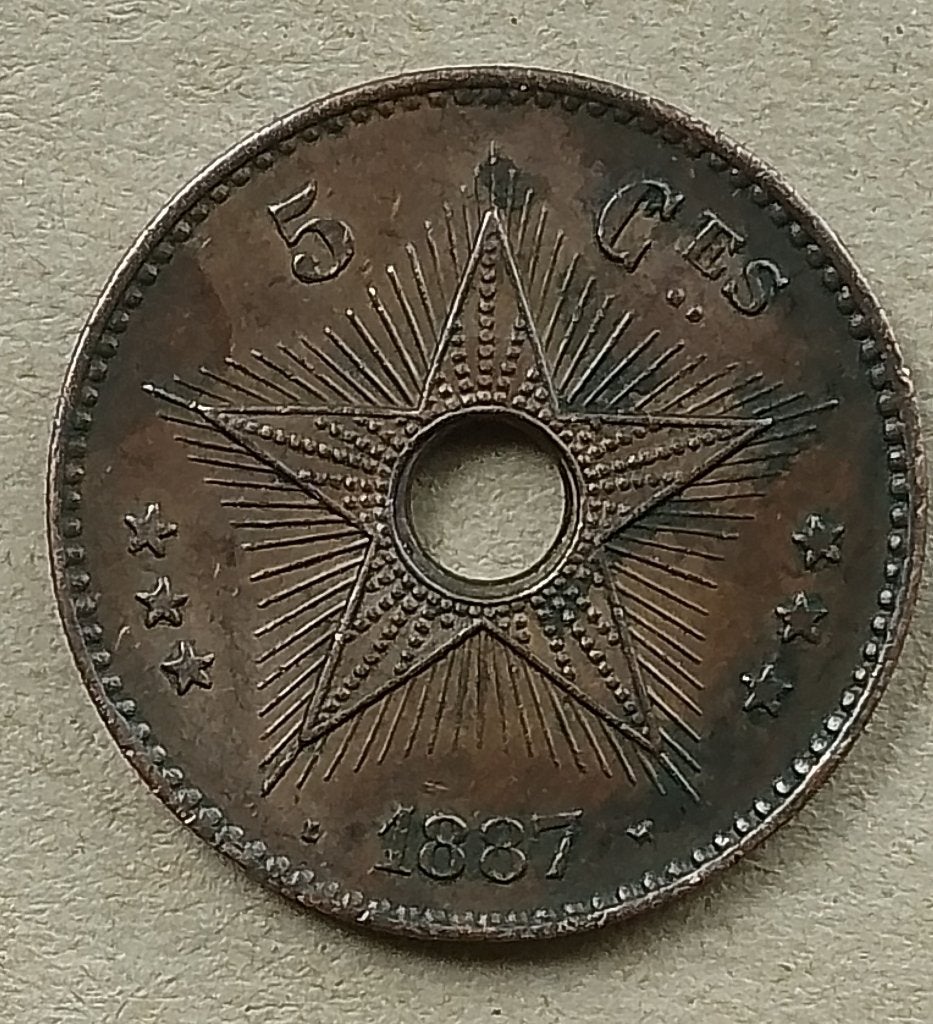 Belgisch Congo, Free State 5 centimes 1887, Ophalen of Verzenden, Overige landen, Losse munt