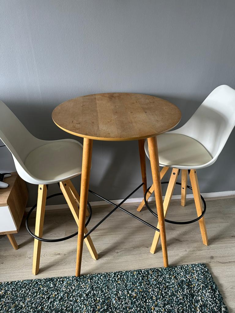 Ronde Bartafel met Krukken, Ophalen, Gebruikt, 100 tot 150 cm, Rond