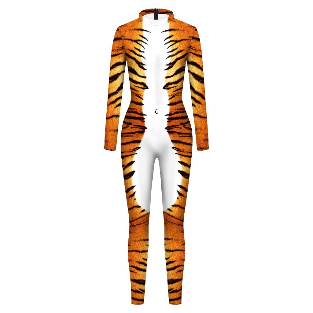 Dames catsuit 20 / bodysuit tijger jumpsuit feest festival, Verzenden, Maat 46/48 (XL) of groter, Nieuw, Overige thema's