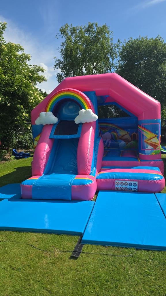 Springkussen met glijbaan te huur, Kinderen en Baby's, Speelgoed | Buiten | Springkussens, Ophalen