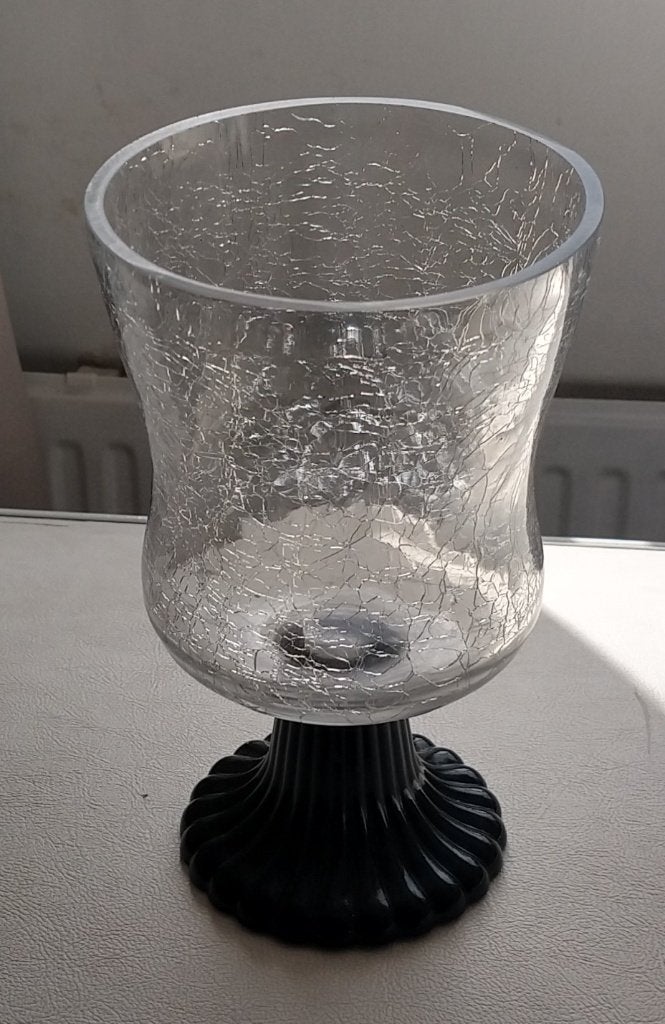 vintage theelicht/kaars houder van craquelé glas, volgnr 84, Meerkleurig, Overige merken, Ophalen of Verzenden, 21 cm