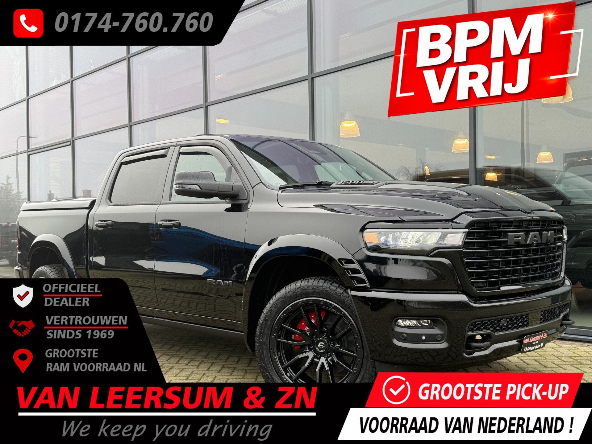 Dodge Ram 1500 Laramie Night Premium Hurricane 3 jaar garant, Automaat, Lichtsensor, Zwart, 426 pk