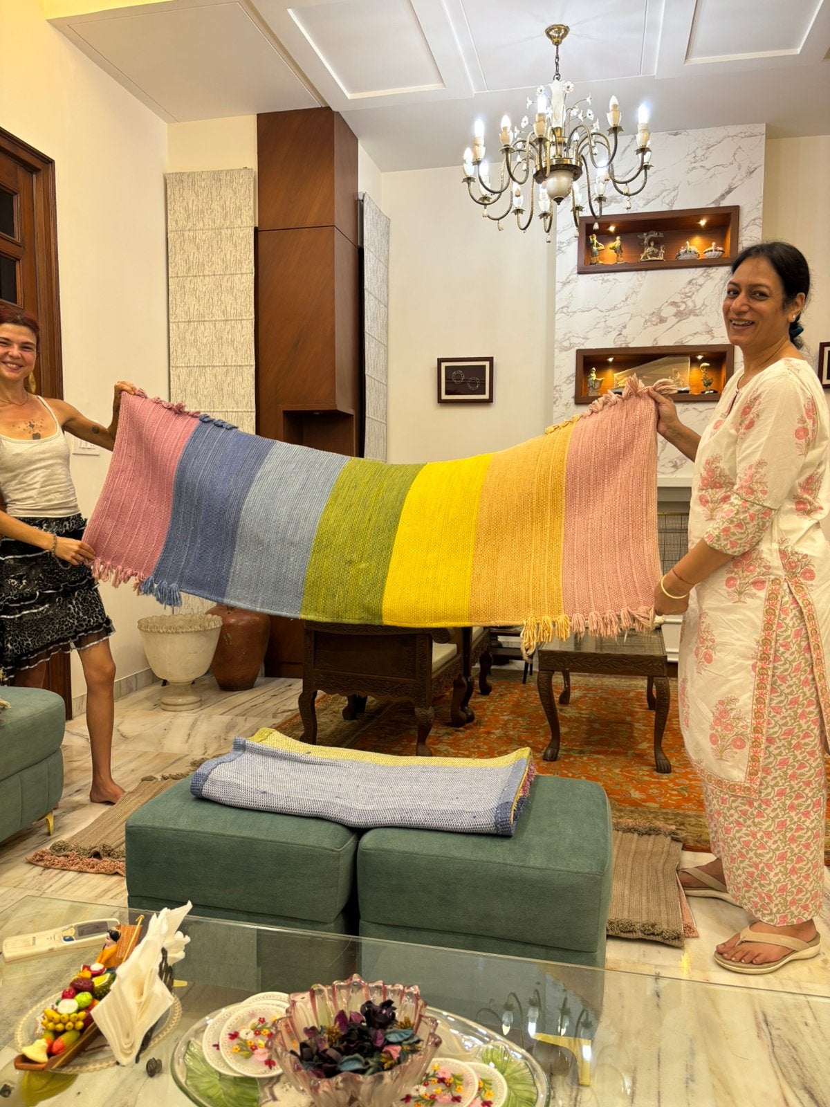 Yogamat handgeweven in India, Sport en Fitness, Yoga en Pilates, Nieuw, Yogamat, Ophalen of Verzenden