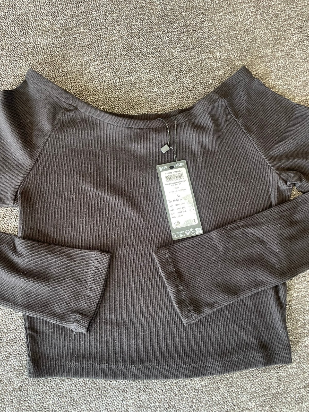Vero Moda VM SOFIA L/S BOATNECK TOP JRS RR, Maat 38/40 (M), Zwart, Nieuw, Ophalen of Verzenden