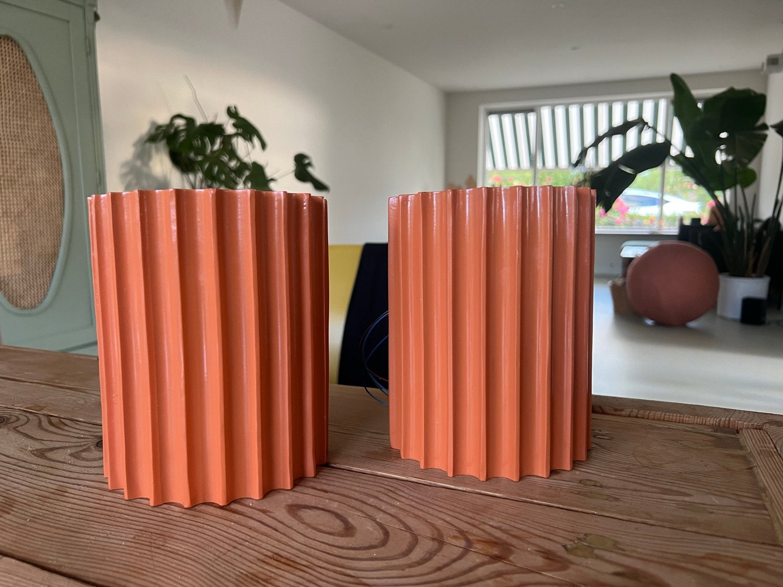 2 Up-Down Wandlampjes met G9 LED Lampen, Kunststof, Up-/downlighter, Oranje, Ophalen of Verzenden